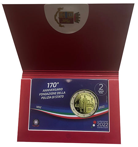 Italia 2 € 170 Χρόνια Ίδρυση της Ιταλικής Αστυνομίας 2022 FDC COINCARD
